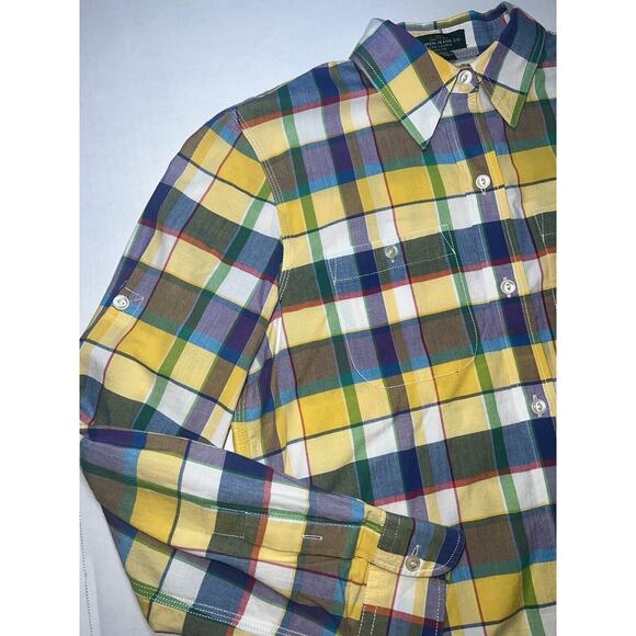Lauren Ralph Lauren Shirt Women's Size PS Small Petites Yellow Plaid Roll Tab LS - Picture 2 of 15